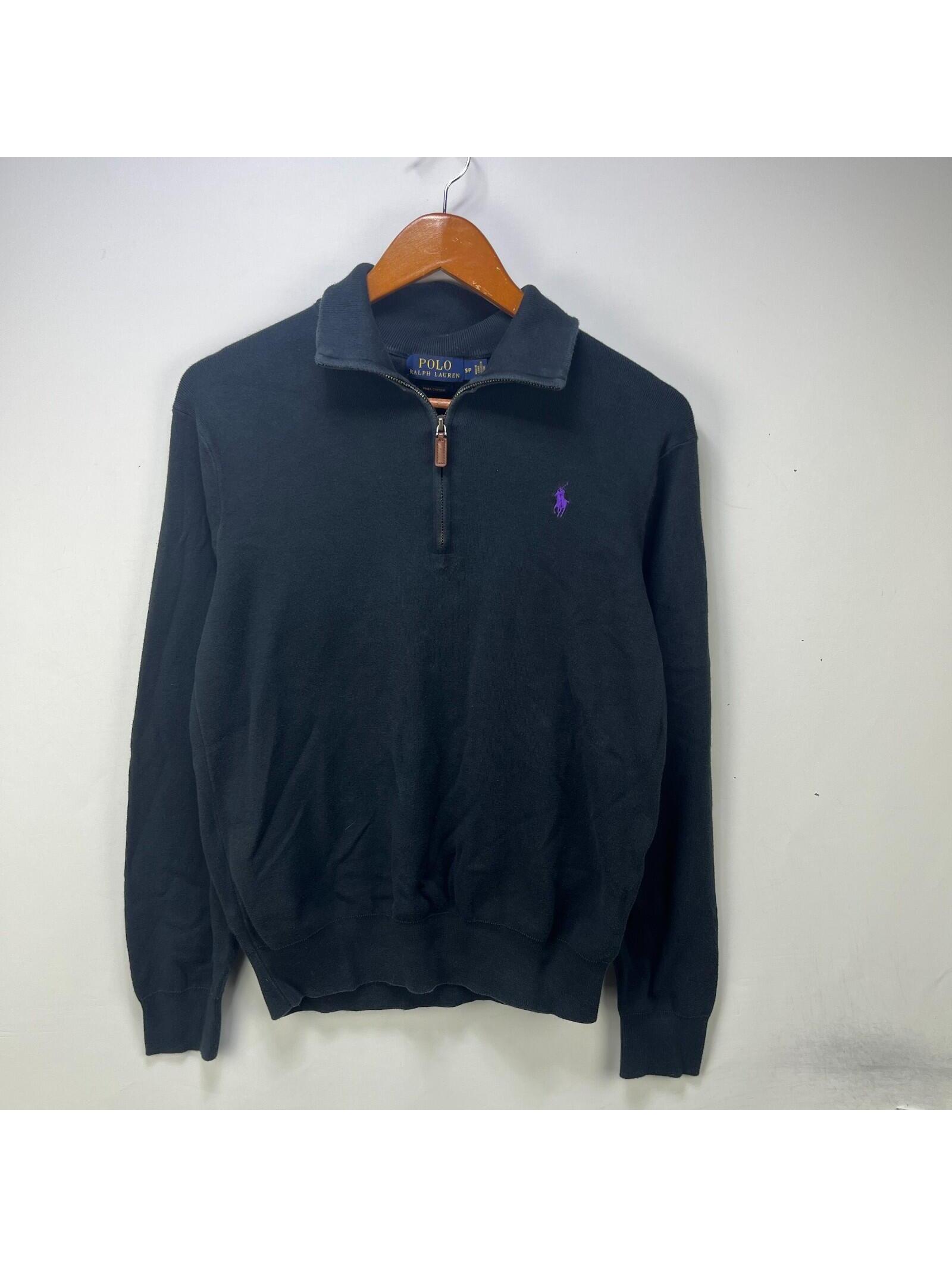 Polo Ralph Lauren Black Quarter Zip Pony Knit Sweater S